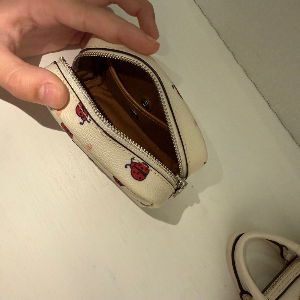Coach Cream Mini Bag with Red Ladybug Print